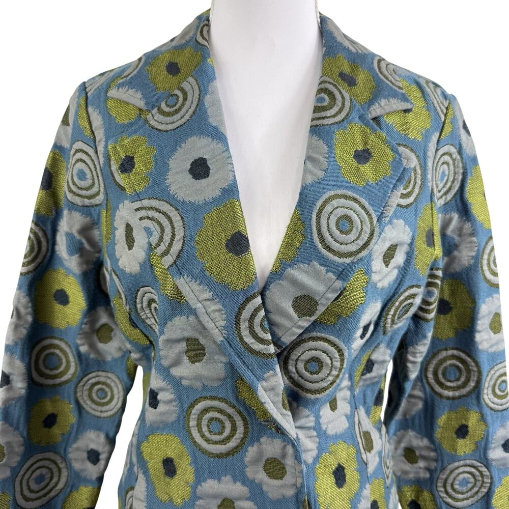 Vintage Mod Suzette Floral Tapestry Long Line Coat Small Y2K 60s Inspired Retro